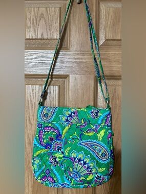 Vera Bradley Green Paisley Quilted Crossbody Bag